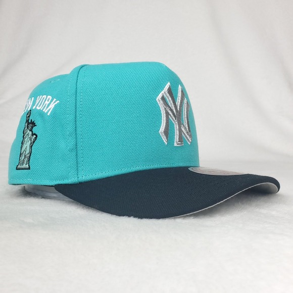 New York Yankees Mitchell & Ness MLB Pro Fit Snapback Hat Cap Teal‎ Black NWT